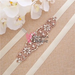 Brau din satin Hand Made Luxury BLT040CC cu Crystale aplicate pentru rochie de mireasa